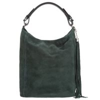 VERA PELLE torebka zamszowa worek z paskiem na ramię V568 c.zielona