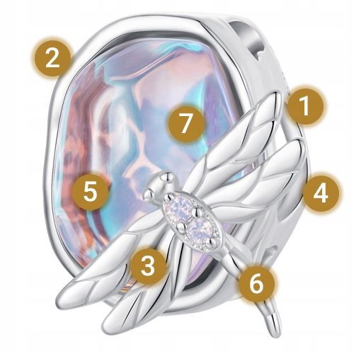 CHARMS WAŻKA NA KAMIENIU OPAL srebro pr 925 koralik ZAWIESZKA SREBRNA BEADS na Arena.pl