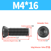 Śruba mocująca TORX Klasa 12.9 Rozmiar: M4x16