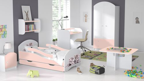 Łóżko dziecięce LEO 160x70 biało-różowe na Arena.pl