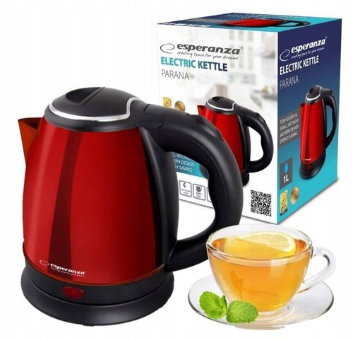 Czajnik elektryczny Esperanza PARAN 1500 W 1 l czerwony na Arena.pl
