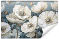 Fototapeta Do Salonu Białe MAKI Kwiaty Abstrakcja Natura 180cm x 120cm
