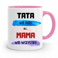 Kubek Różowy Prezent Dla Mamy Mama Wie Wszystko Z Nadrukiem Ze Zdjęciem