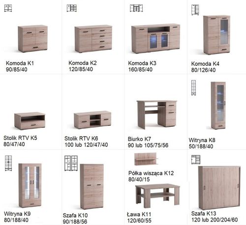 Witryna K9 szuflada 80 cm system K na Arena.pl