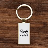 Dwustronny brelok do kluczy prostokątny z Twoim nadrukiem - złoty