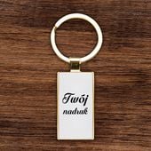 Dwustronny brelok do kluczy prostokątny z Twoim nadrukiem - złoty