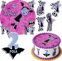 ZESTAW OPŁATEK NA TORT 30CM + 17 POSTACI - VAMPIRINA + IMIĘ 24CM 26CM