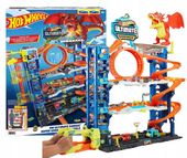 HOT WHEELS CITY ZESTAW ULTIMATE MEGA GARAŻ PARKING Atak smoka + 2 autka