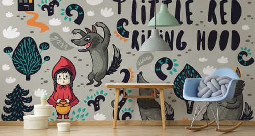 Fototapeta Ścienna Dla Dzieci Bajka Czerwony KAPTUREK Wilk 368cm x 254cm na Arena.pl