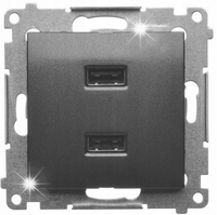 GNIAZDO ŁADOWARKA USB A+A 2.1A 5V PODWÓJNA SIMON 54 DC2USB.01/49 CZARNY MAT