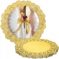 Złote Serwetki Pod Talerze Komunijne Ozdobne Ażurowe Podkładki 50szt.