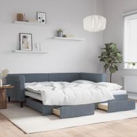 Sofa rozsuwana z szufladami, ciemnoszara, 100x200 cm, aksamit