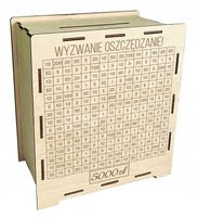 Skarbonka wykreślana wyzwanie tracker oszczędzanie prezent grawer upominek