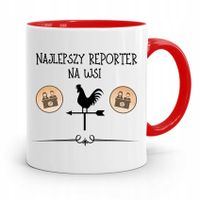 Kubek Czerwony Prezent Dla Dziennikarza Reportera Z Nadrukiem Ze Zdjęciem