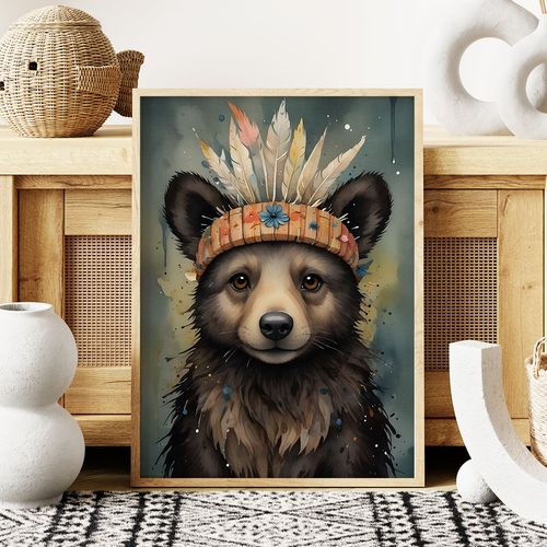 Plakat dla dziecka miś Indianin 40x50 cm na Arena.pl