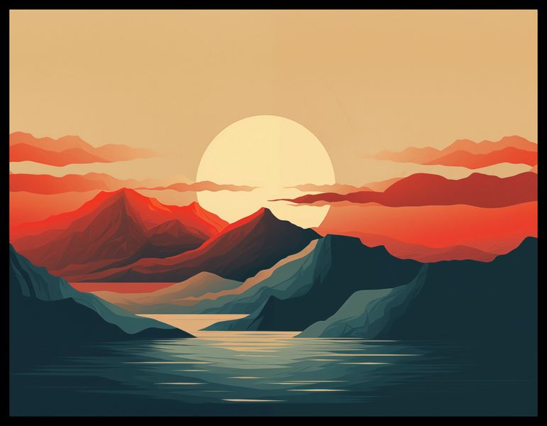 Plakat 65x50cm Zachód Słońca nad Górami zdjęcie 2
