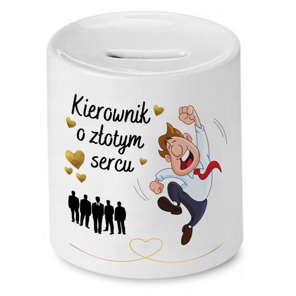 Skarbonka Dla Kierownika Kierownik O Złotym Sercu Z Nadrukiem Ze Zdjęciem Z zdjęcie 1