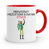 Kubek Czerwony Wędkarza Prawdziwy Mężczyzna Z Nadrukiem Ze Zdjęciem