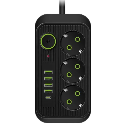 Listwa Zasilająca Przedłużacz Sieć 2m 3 Gniazda 5 x USB Ładowarka Włącznik na Arena.pl