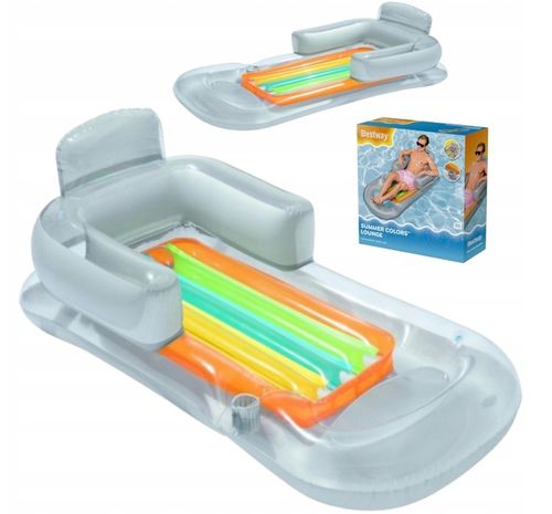 Dmuchany Materac Fotel Leżak 161 x 84cm Bestway srebrny z Uchwytem na napój na Arena.pl