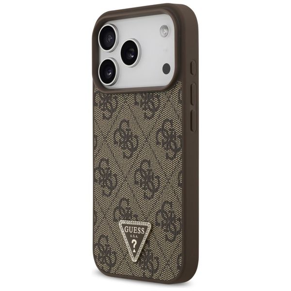 Etui Guess Leather 4G Triangle Strass MagSafe do iPhone 17 Pro brązowy zdjęcie 2