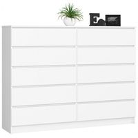 Komoda do sypialni, 10 szuflad, STILO, 160x40x121 cm, biel, | TYLETEGOTU