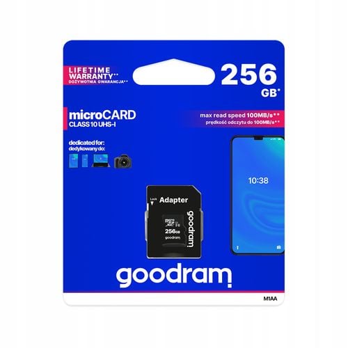 KARTA PAMIĘCI MICRO SD GOODRAM SDXC 256GB + ADAPTER CLASS 10 na Arena.pl