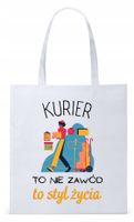 Dla Kuriera Dostawcy Torba Eco Biała Shopper Z Nadrukiem Ze Zdjęciem