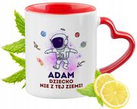 Kubek Czerwony Z Uszkiem W Kształcie Serca Dla Adama Na Prezent