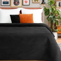 Narzuta welwetowa VELVET2 220x240 czarna pikowana w geometryczny wzór