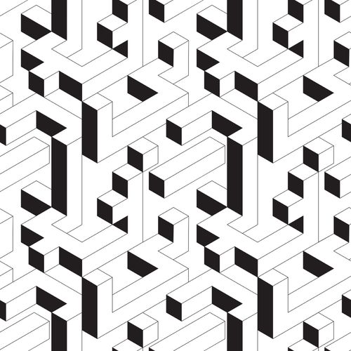 Tapeta Ścienna Czarno-Biały GEOMETRYCZNY Wzór 3D na Arena.pl