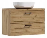 Szafka łazienkowa wisząca LUNA 80 dąb craft złoty z umywalką Blanco (W1)