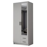 Szafa ADA II 80 cm - pojemna garderoba z lustrem - BIAŁY+CZARNY