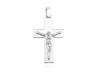 Elegancki duży rodowany srebrny gładki krzyżyk krzyż z wizerunkiem Chrystusa srebro 925 KS0202C