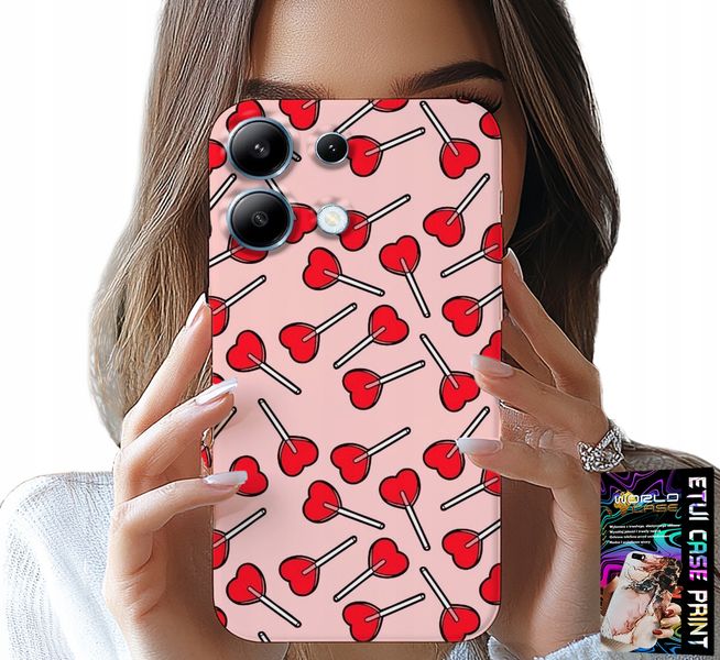 ETUI DO XIAOMI NOTE 14S - KOBIECE, MODNE WZORY LIZAKI W SERCA CASE zdjęcie 1