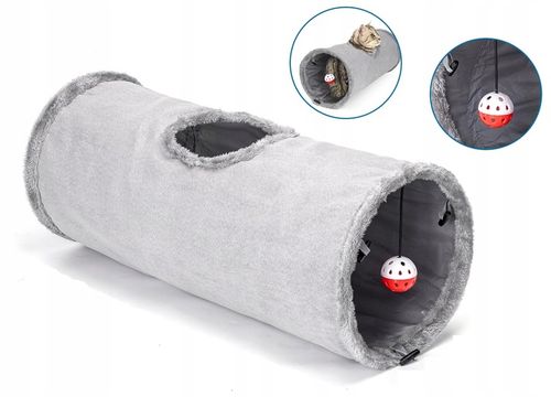 tunel dla kotów zamszowy aksamit z dzwoneczkiem piłeczka 60 cm składany na Arena.pl