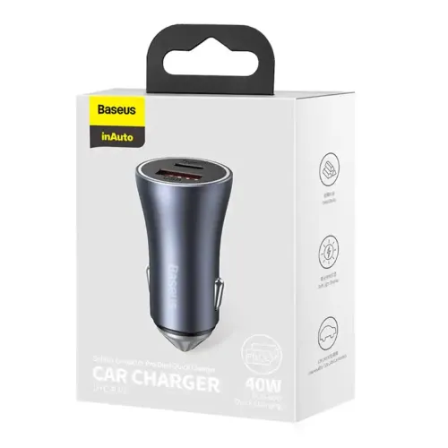 ładowarka samochodowa baseus golden contactor pro, usb + usb-c na Arena.pl