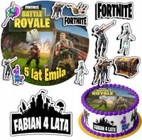 ZESTAW OPŁATEK NA TORT 30CM + 17 POSTACI - FORTNITE + IMIĘ 24CM 26 CM