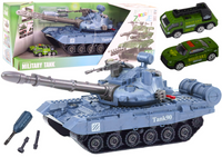 Czołg Pojazd Wojskowy DIY Do Rozkręcania Niebieski Dźwięki Zestaw Resoraki