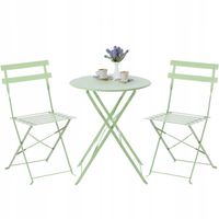 ZESTAW MEBLI OGRODOWYCH STÓŁ 60CM 2 KRZESŁA METALOWE SKŁADANE KOLORY