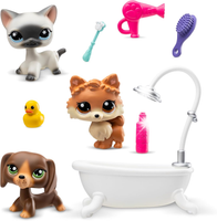 Littlest Pet Shop Zestaw 3 zwierzaków z akcesoriami Spa Grooming