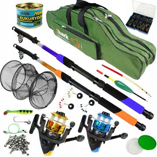 ZESTAW WĘDKARSKI 2x Wędka 2x Kołowrotek pokrowiec na spławik spinning na Arena.pl
