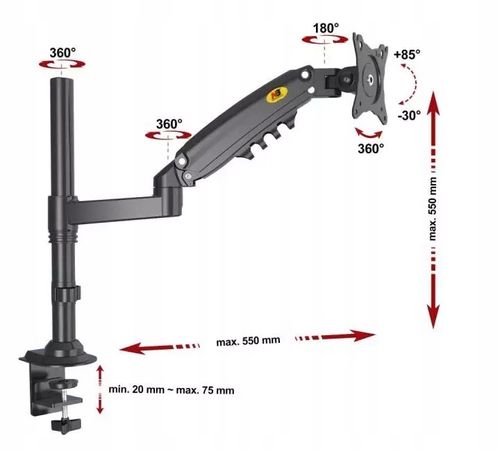 Biurkowy Obrotowy Uchwyt do Monitora TV LCD 17-27 na Arena.pl