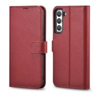 skórzane etui portfel do galaxy s22+ leather wallet case bordowy