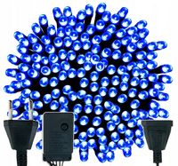 MOCNE LAMPKI CHOINKOWE 1000 LED NIEBIESKIE ZEWNĘTRZNE WEWNĘTRZNE PROGRAMY