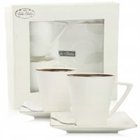 ZESTAW FILIŻANEK Z TALERZYKAMI NA PREZENT 220 ML PORCELANA DO KAWY HERBATY
