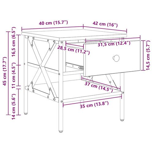 Szafka Nocna z szufladą Czarny dąb 40 x 42 x 45 cm na Arena.pl