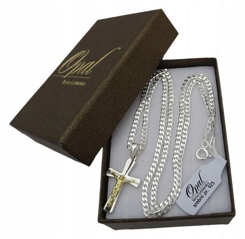 ŁAŃCUSZEK SREBRNY 925 PANCERKA 50 CM KRZYŻYK MĘSKI na Arena.pl