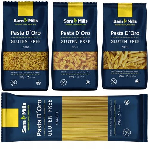 4x BEZGLUTENOWY makaron SamMills SPAGHETTI ŚWIDERKI RURKI NITKI bez glutenu na Arena.pl