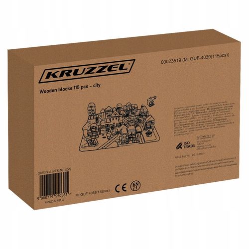 Klocki Miasto Drewniane Auta Zestaw + Puzzle Mata 115 Klocków Edukacyjne na Arena.pl